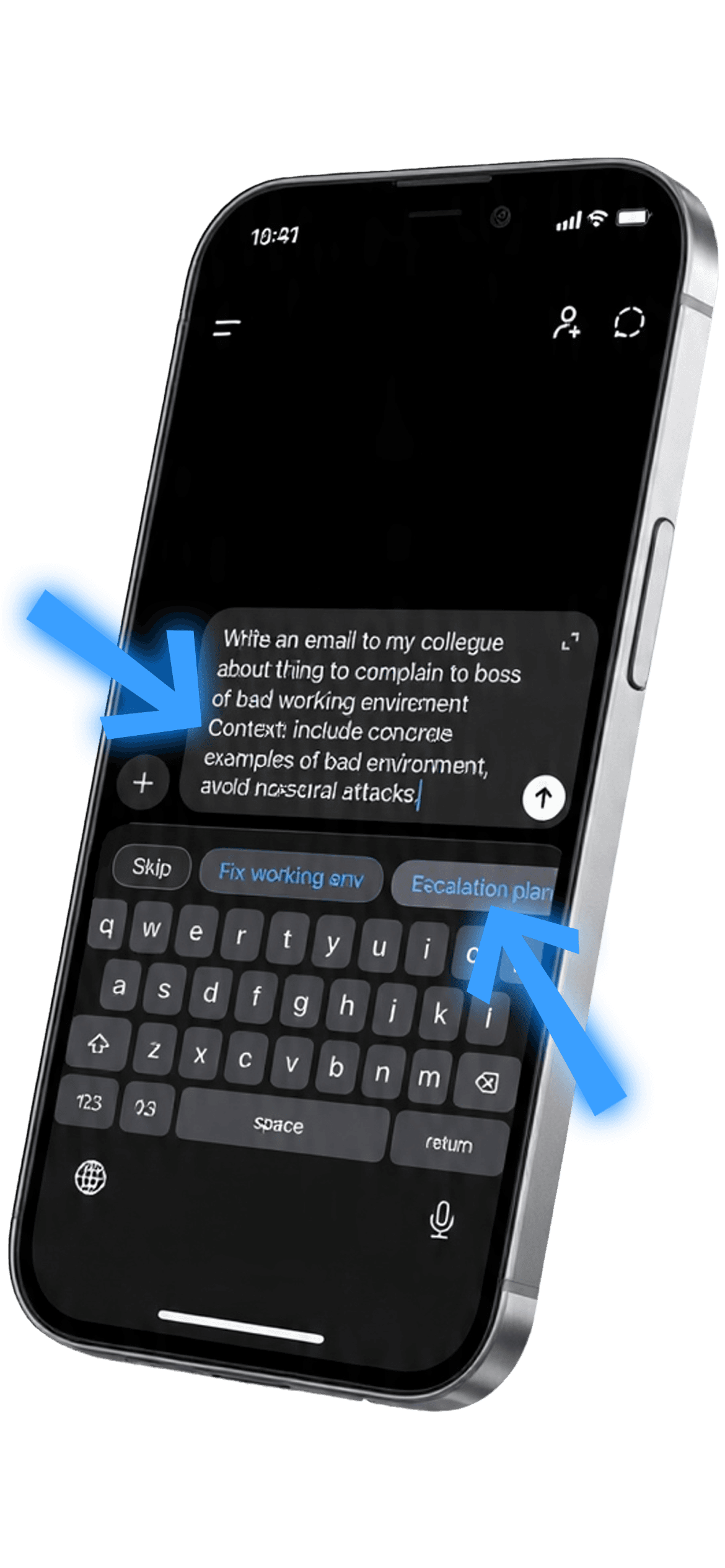 SparKey prompt suggestion flow on iOS keyboard